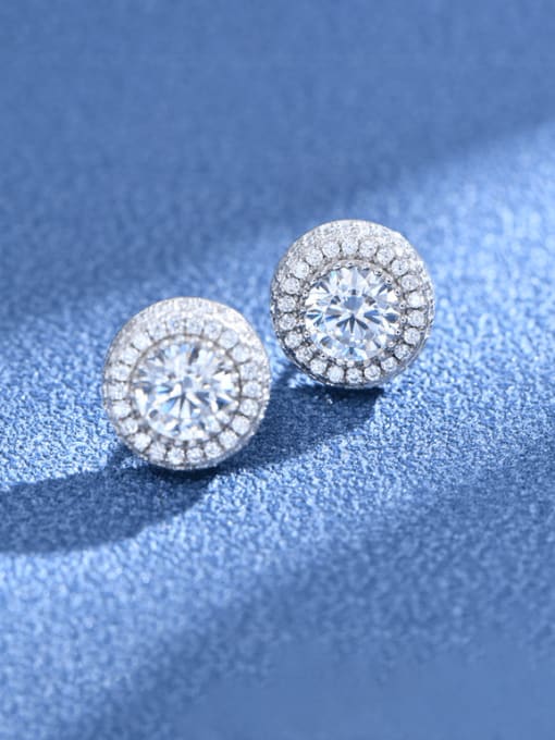 A&T Jewelry 925 Sterling Silver Cubic Zirconia Geometric Luxury Stud Earring 1