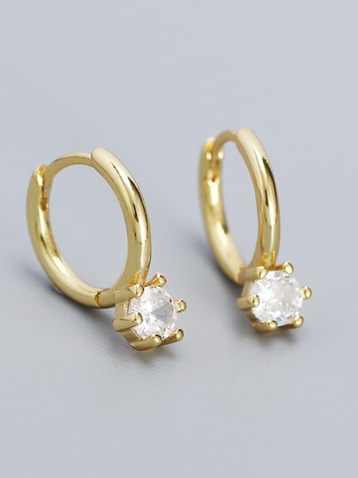 Gold color (white stone) 925 Sterling Silver Cubic Zirconia Geometric Dainty Stud Earring