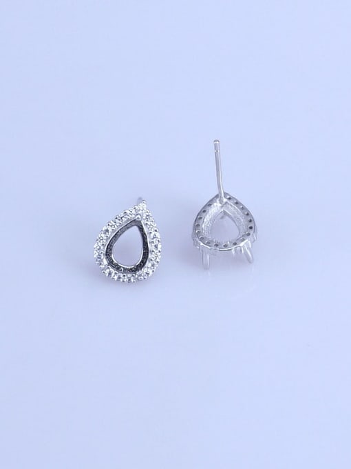 Supply 925 Sterling Silver 18K White Gold Plated Water Drop Earring Setting Stone size: 6*8mm 1