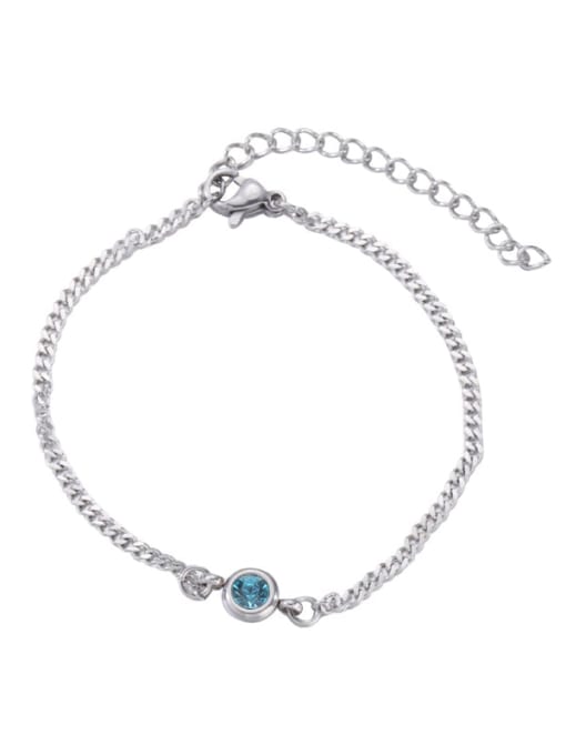 12 sky blue Stainless steel Rhinestone Round Minimalist Bracelet