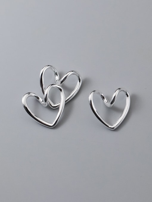 FAN S925 silver three-dimensional geometric heart-shaped love pendant 1