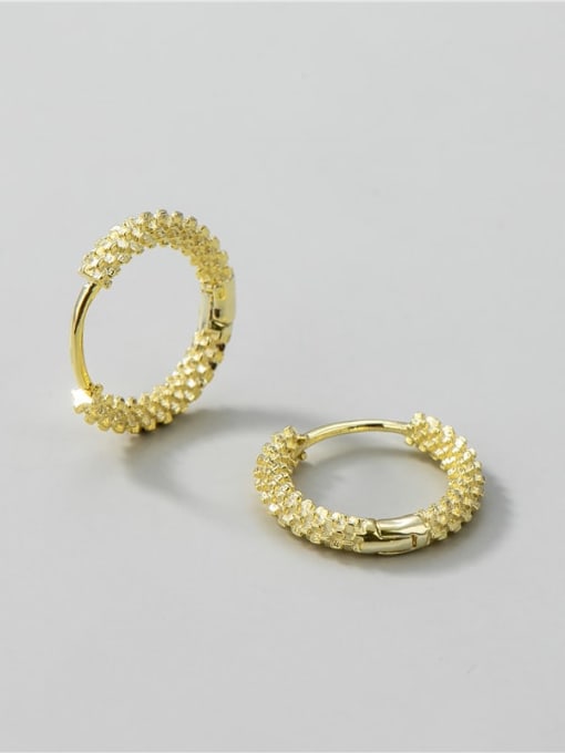 Golden color 925 Sterling Silver Round Minimalist Huggie Earring