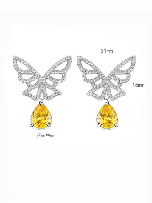 A&T Jewelry 925 Sterling Silver Cubic Zirconia Butterfly Luxury Drop Earring 3