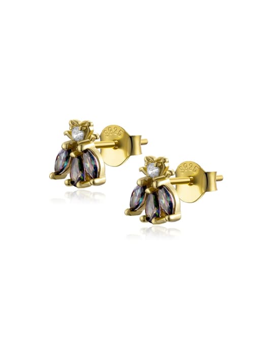 18k gold 925 Sterling Silver Cubic Zirconia Bee Dainty Stud Earring