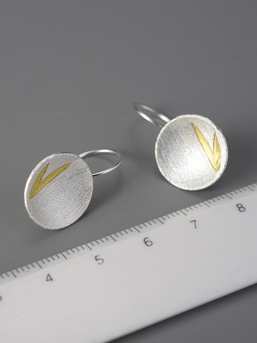 LOLUS 925 Sterling Silver Antique natural fresh personality simple round bamboo leaves Artisan Hook Earring 2