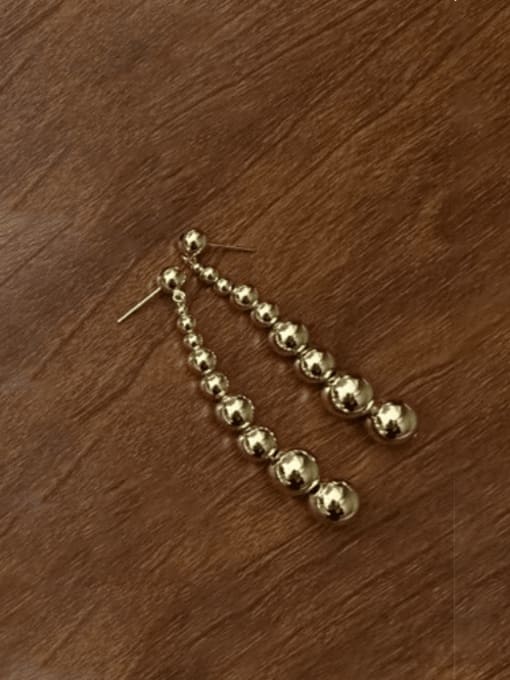 28ES31 gold 925 Sterling Silver Bead Geometric Vintage Drop Earring