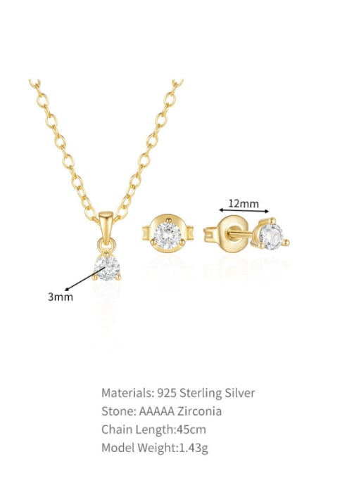 YUANFAN 925 Sterling Silver Cubic Zirconia Minimalist Geometric  Earring and Necklace Set 2