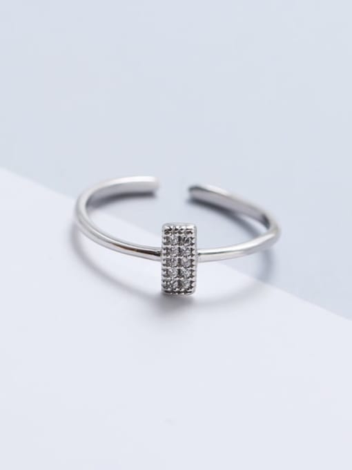 ACEE 925 Sterling Silver Cubic Zirconia White Geometric Minimalist Band Ring 1