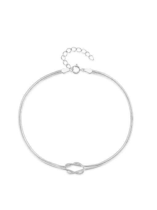 YUANFAN 925 Sterling Silver Double Layer Chain Minimalist Strand Bracelet 0