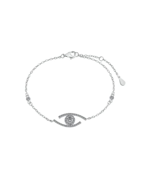 DY150224 S W WH 925 Sterling Silver Cubic Zirconia Evil Eye Dainty Link Bracelet