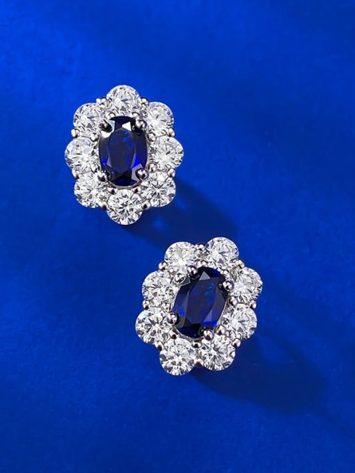 M&J 925 Sterling Silver Cubic Zirconia Flower Luxury Cluster Earring 2