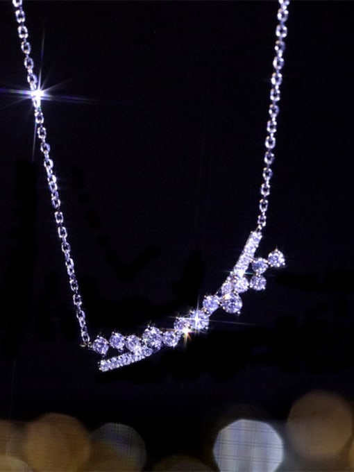 ZEMI 925 Sterling Silver Cubic Zirconia Irregular Dainty Necklace