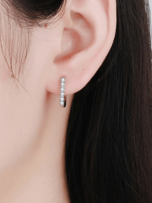 LOLUS 925 Sterling Silver 0.3 CT Moissanite Geometric Dainty Huggie Earring 1