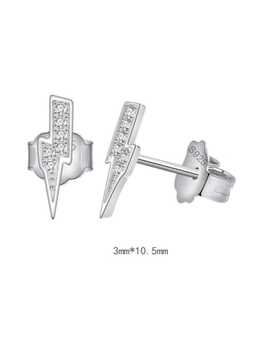 A&T Jewelry 925 Sterling Silver Cubic Zirconia Geometric Dainty Stud Earring 2