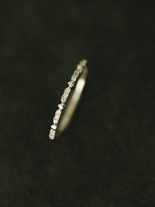 YUANFAN 925 Sterling Silver Cubic Zirconia Geometric Minimalist Band Ring 0