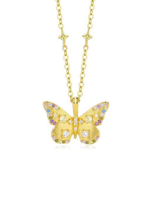 A2973 Gold 925 Sterling Silver Butterfly Minimalist Necklace
