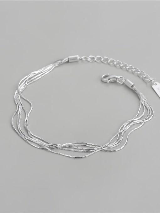 silver 925 Sterling Silver Minimalist  Multilayer Chain Bracelet