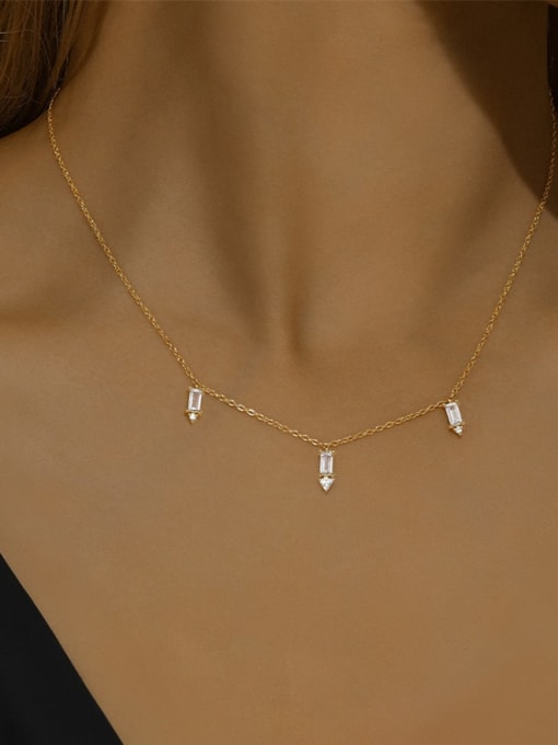 YUANFAN 925 Sterling Silver Cubic Zirconia Geometric Dainty Necklace 1