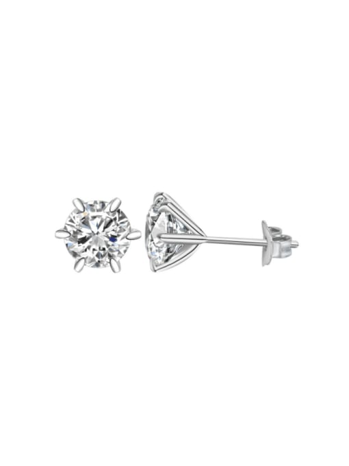 A&T Jewelry 925 Sterling Silver High Carbon Diamond Geometric Dainty Stud Earring 0