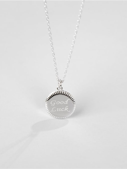 silver 925 Sterling Silver Round Letter Minimalist Necklace