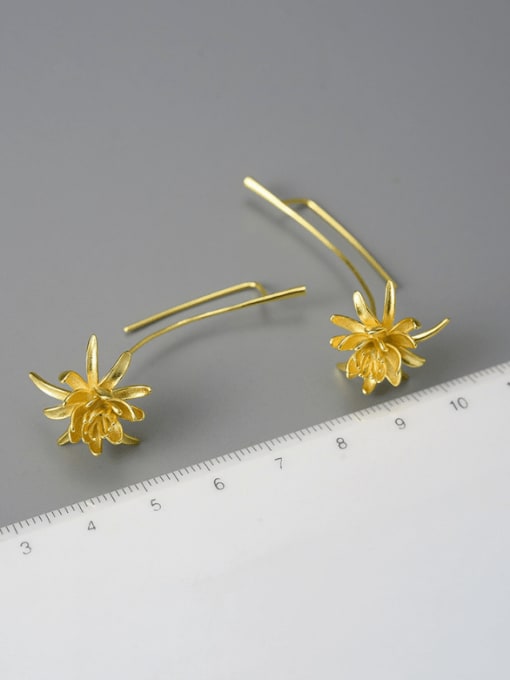 LOLUS 925 Sterling Silver Flower Artisan Hook Earring 2