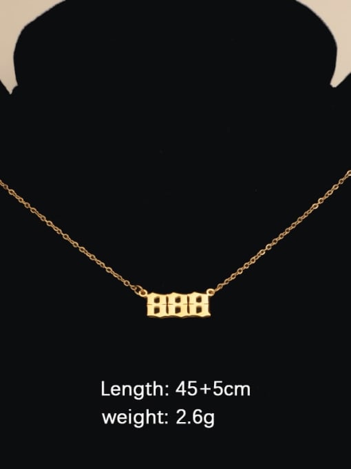 Golden Number 888 Titanium Steel Number Minimalist Necklace