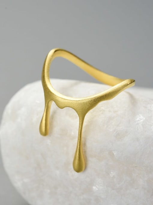 LOLUS 925 Sterling Silver Simple and creative production of honey dripping honey Minimalist Band Ring 0