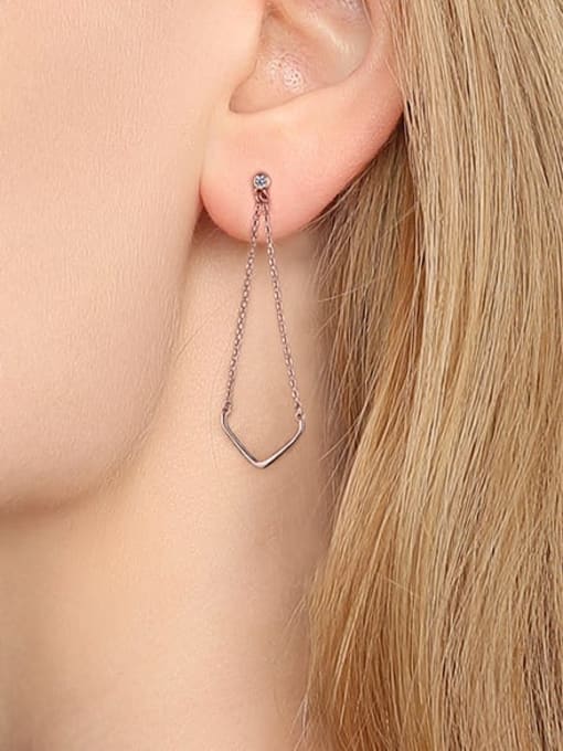 LOLUS 925 Sterling Silver Cubic Zirconia Tassel Minimalist Threader Earring 1