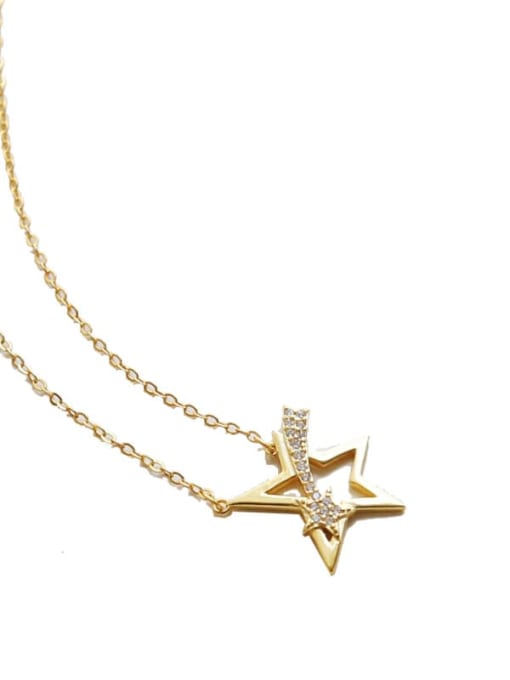 ZEMI 925 Sterling Silver Rhinestone Gold Star Dainty Necklace 3
