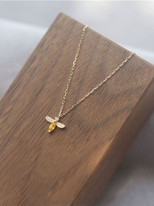 ZEMI 925 Sterling Silver Crystal Bee Dainty Necklace 1