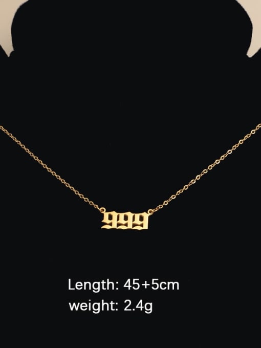 Golden Number 999 Titanium Steel Number Minimalist Necklace