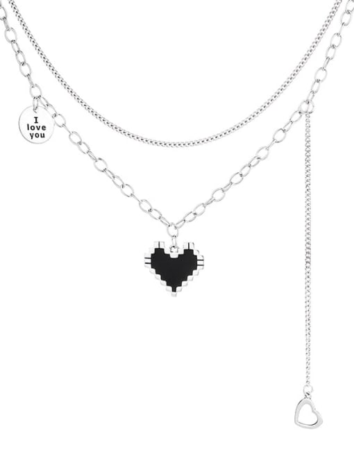 356L19.3g 925 Sterling Silver Heart Vintage Lariat Necklace