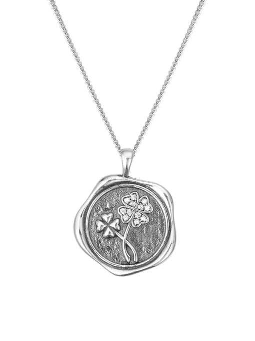 YA0004 Taiyin 925 Sterling Silver Flower Vintage Necklace