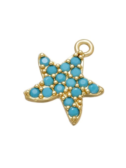 Golden Blue Diamond starfish Brass Micro inlay Fancy diamond Small pendant