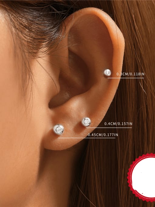 YUANFAN 925 Sterling Silver Cubic Zirconia Round Minimalist Stud Earring 1