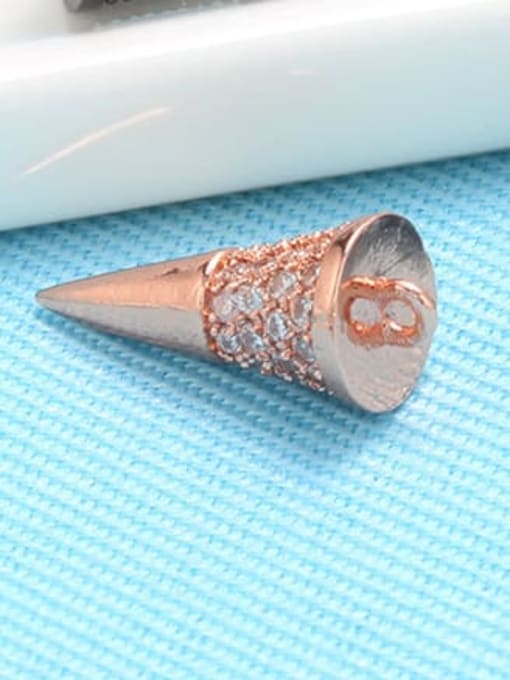 Rose Gold White Diamond Brass Horn Pendant with Micro-Set Fancy Diamonds