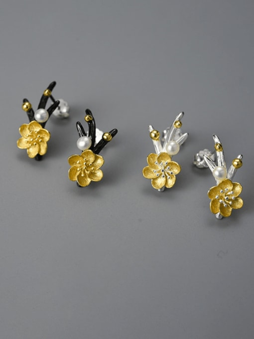 LOLUS 925 Sterling Silver Flower Artisan Stud Earring 0