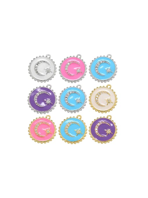 KOKO Drip Oil Color Moon Pendant Round Star Jewelry Accessories 1