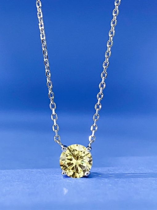 N376 Yellow 925 Sterling Silver Cubic Zirconia Geometric Dainty Necklace