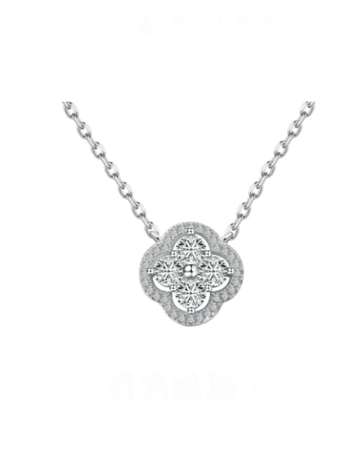 Platinum +white DY190700 S W WH 925 Sterling Silver Cubic Zirconia Dainty Clover  Earring Ring and Necklace Set