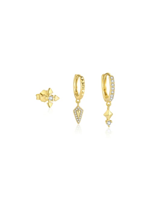 Single three piece combination set 925 Sterling Silver Cubic Zirconia Geometric Minimalist Single Earring