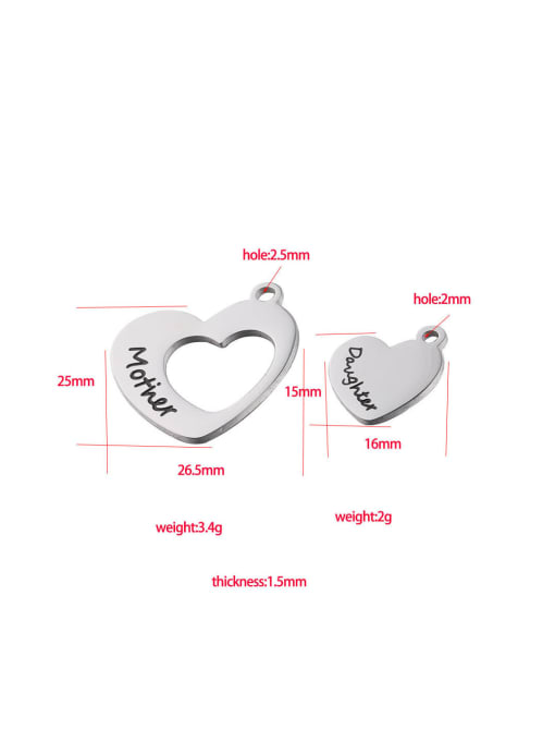 MEN PO Stainless steel Letter Heart Trend Pendant 2