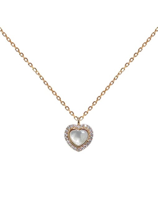 ZEMI 925 Sterling Silver Cats Eye Heart Minimalist Necklace