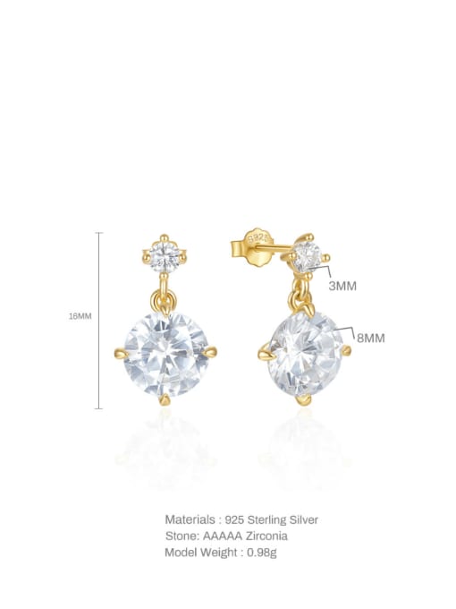YUANFAN 925 Sterling Silver Cubic Zirconia Geometric Minimalist Drop Earring 3