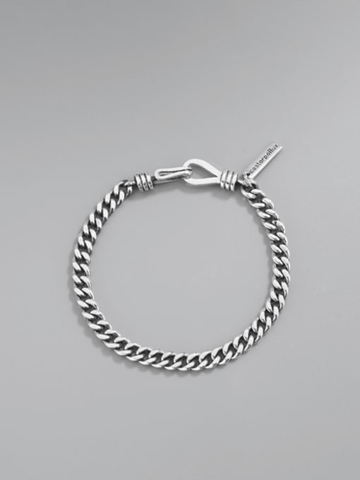 PNJ-Silver 925 Sterling Silver Irregular Vintage Link Bracelet 1