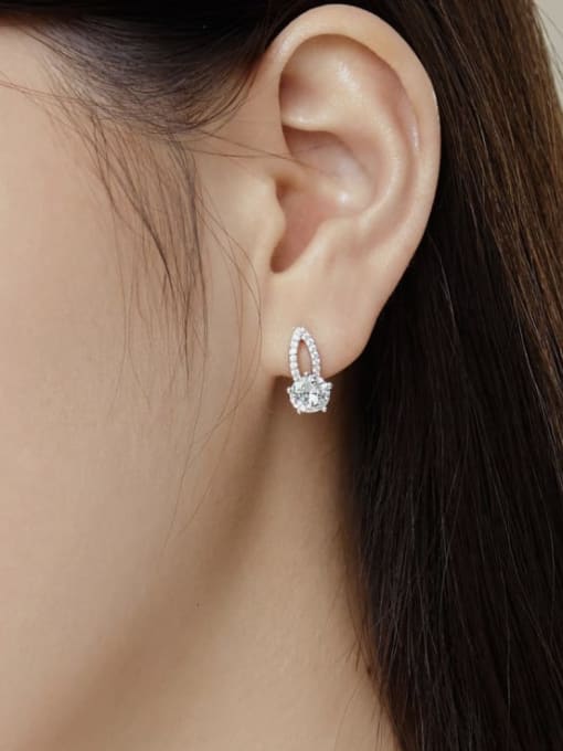 STL-Silver Jewelry 925 Sterling Silver Cubic Zirconia Geometric Dainty Huggie Earring 1