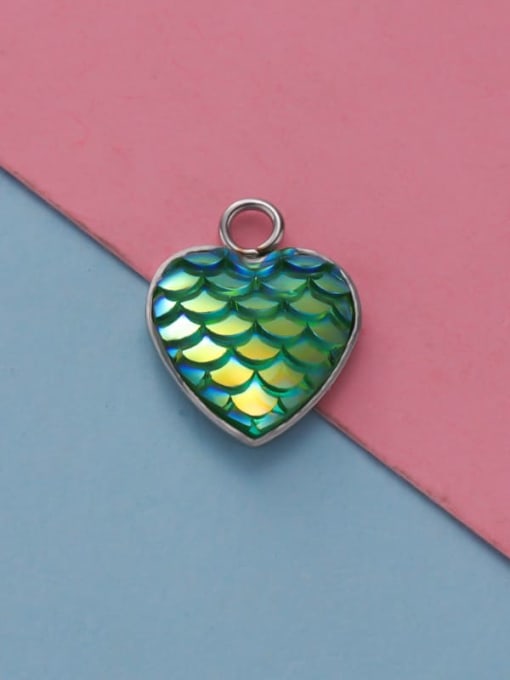 6 Stainless Steel Heart Accessories Heart Shaped Fish Scale Pendant