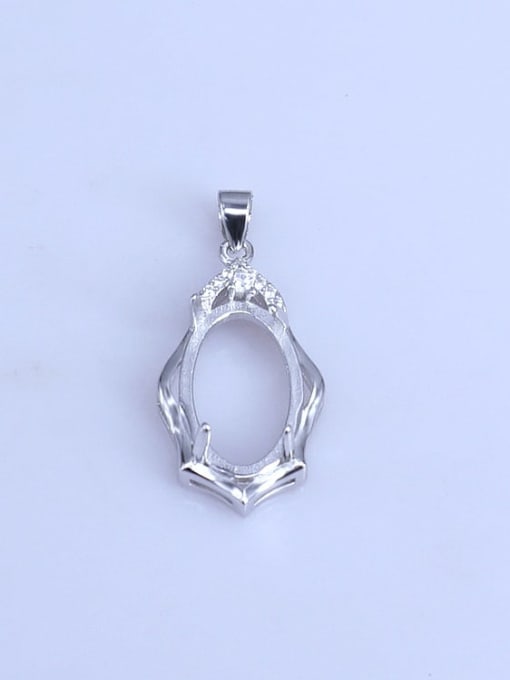 Supply 925 Sterling Silver Rhodium Plated Oval Pendant Setting Stone size: 11*18mm 0