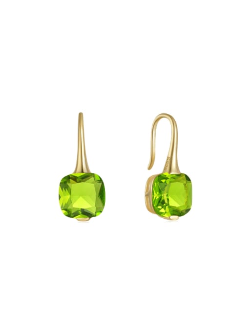 Golden +Green 925 Sterling Silver Cubic Zirconia Geometric Minimalist Hook Earring