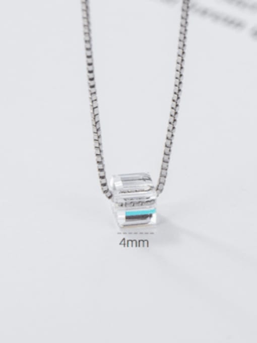 Square small sugar 925 Sterling Silver austrian Crystal Multi Color Geometric Minimalist Necklace